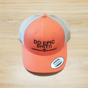 DO EPIC SHIT!!  Rustic Orange/Khaki DirtBag Gypsies Snap Back Hat with Black