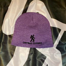 Load image into Gallery viewer, Heather Purple with Black Dirtbag Gypsies Logo 8&quot; Knit Beanie