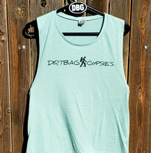 Load image into Gallery viewer, Stonewash Green Hiker Ladies Muscle Tank Top Small Logo