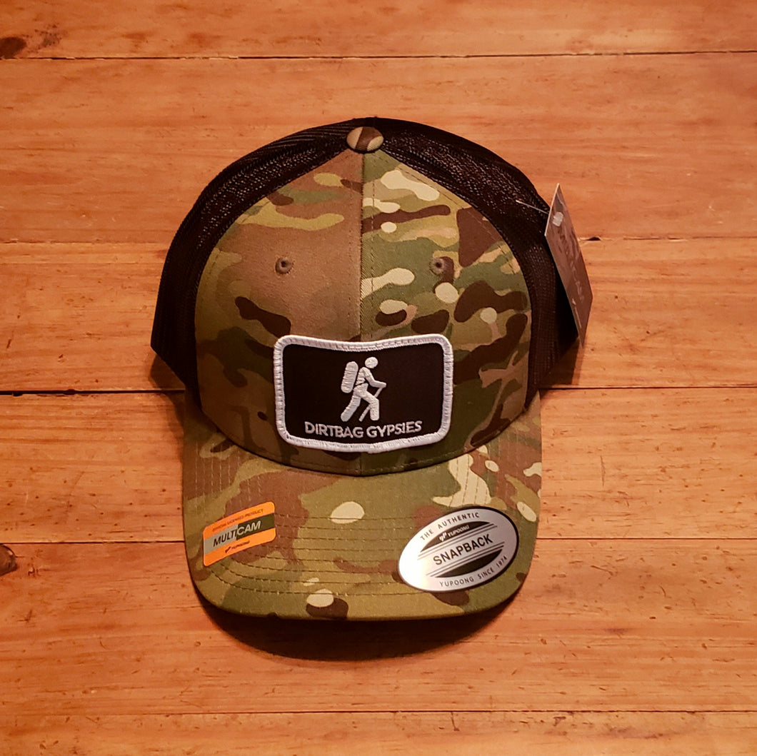 Multi Cam Camo/Black Trucker Patched Hat