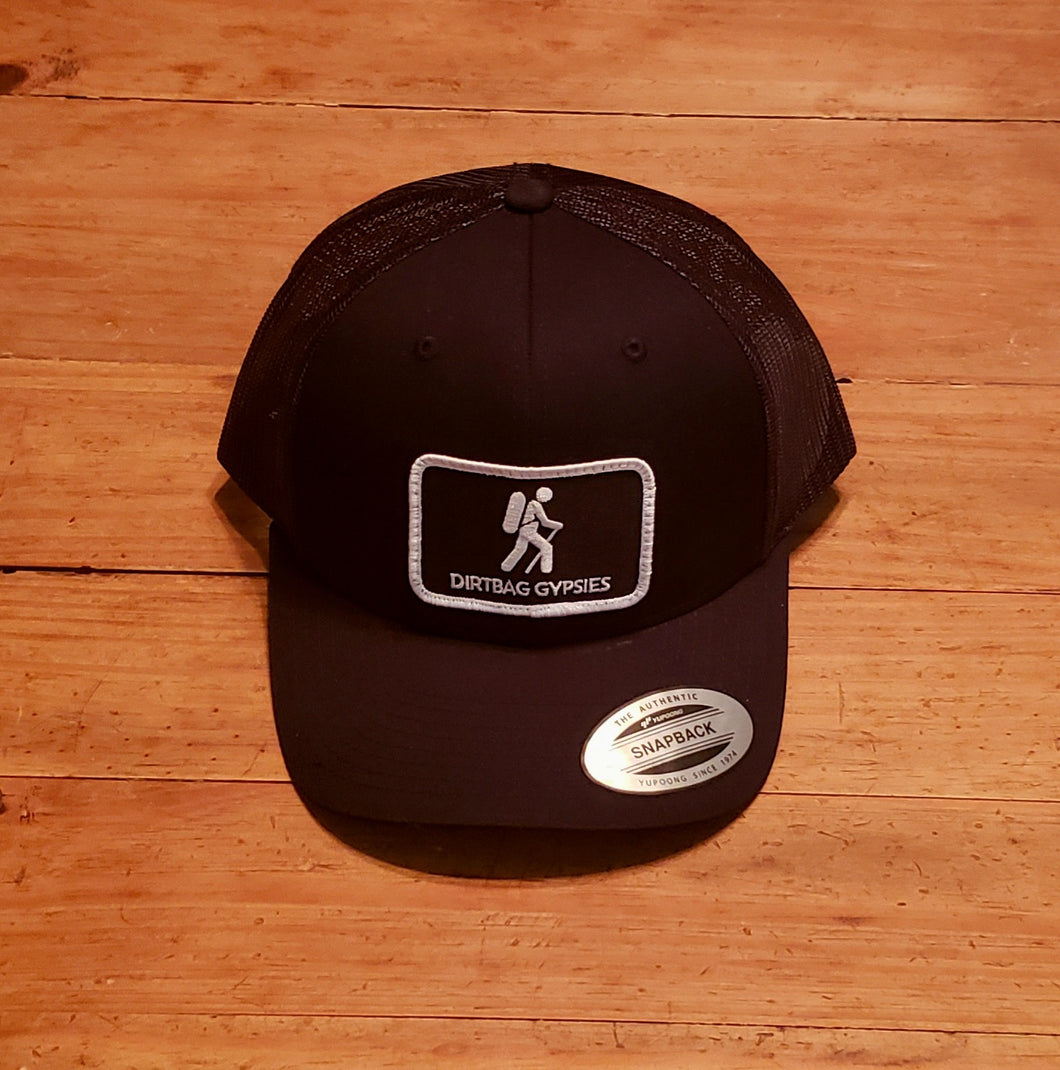 Black Trucker Patched Hat