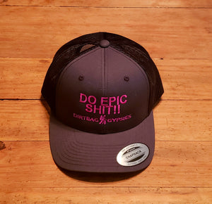 DO EPIC SHIT!!  Charcoal/Black DirtBag Gypsies Snap Back Hat with Neon Pink