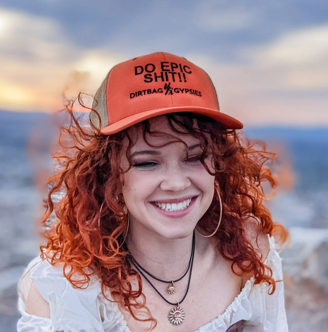 DO EPIC SHIT!!  Rustic Orange/Khaki DirtBag Gypsies Snap Back Hat with Black