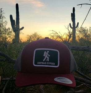 Maroon with Gray Trucker Patched Snapback Hat