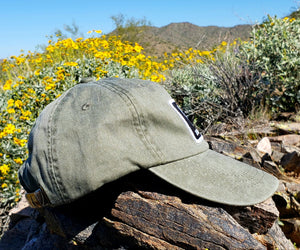 Olive Dirtbag Gypsies Patched Hat! Adams Optimum Solid Pigment Dyed Hat.