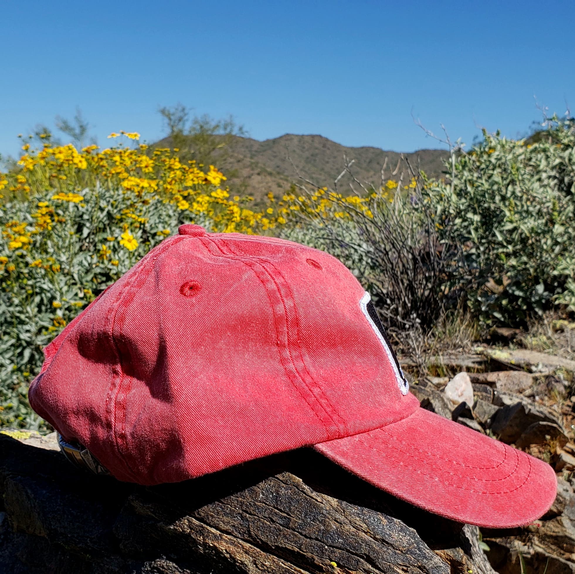 Faded red cheap baseball cap