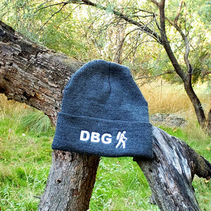 Charcoal with White DBG Logo 12" Knit Beanie USA Made