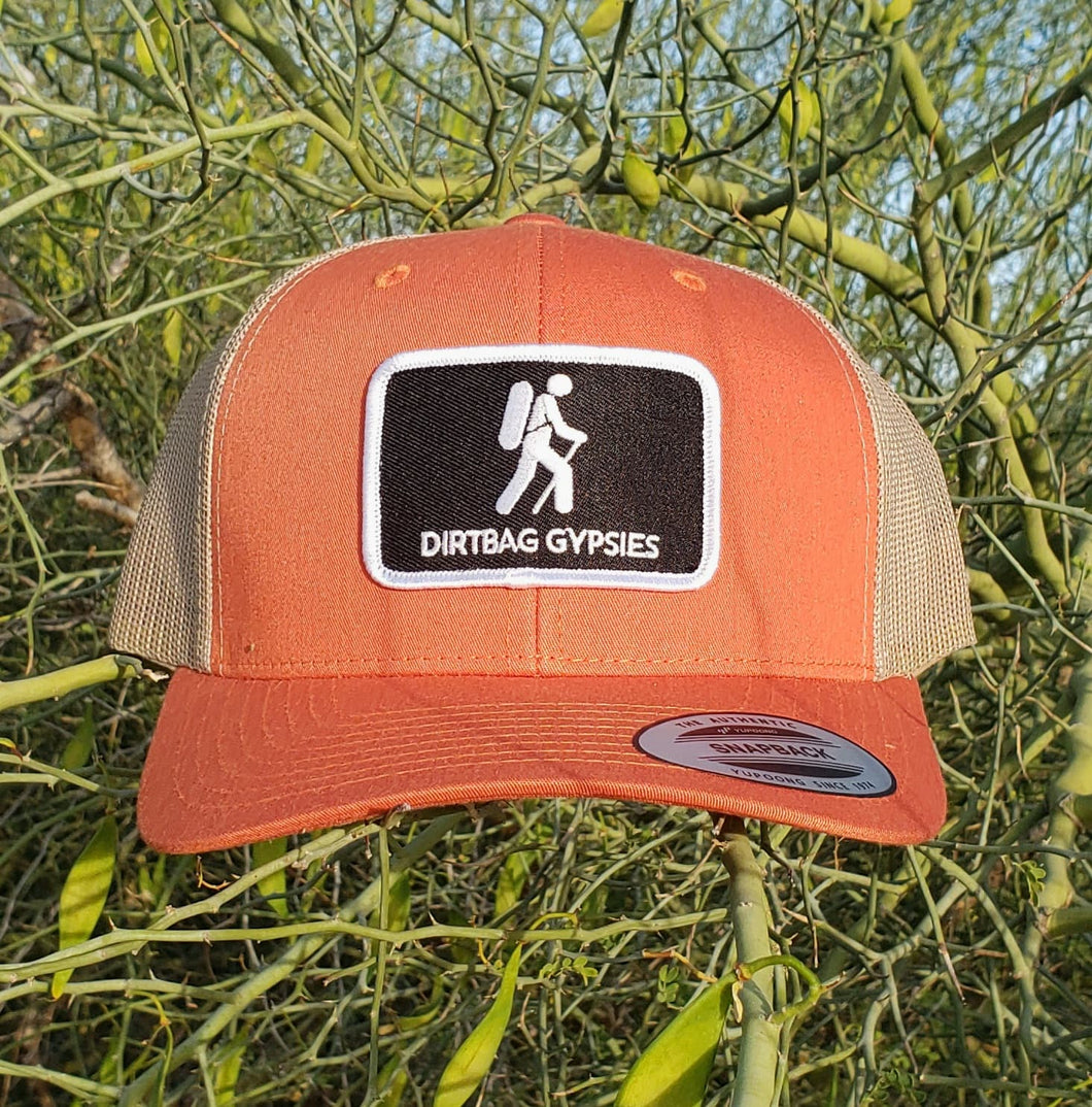 Rustic Orange with Khaki Trucker Patched Snapback Hat