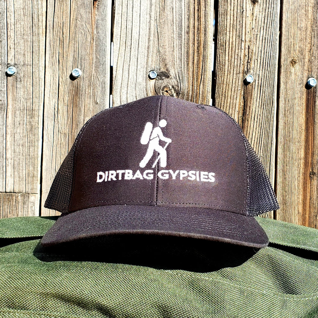 Black DirtBag Gypsies Snap Back Hat with White Logo