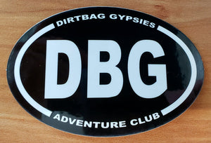 DBG Adventure Club Tumbler Sticker Black with White letters