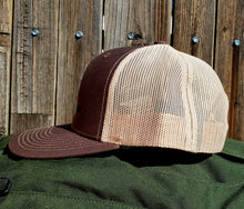 Load image into Gallery viewer, Brown/Khaki DirtBag Gypsies Snap Back Hat with Black logo