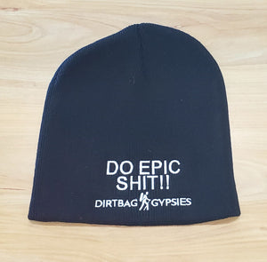 DO EPIC SHIT Black Beanie with White, Aqua Blue, and Neon Pink 8" Knit