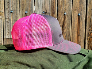 HeatherGray/NeonPink DirtBag Gypsies Snap Back Hat with Black logo