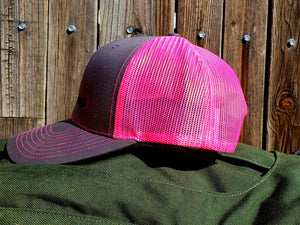 HeatherGray/NeonPink DirtBag Gypsies Snap Back Hat with Black logo