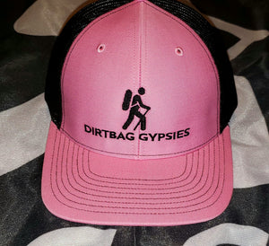 Hot Pink/Black DirtBag Gypsies Snap Back Hat with Black Logo
