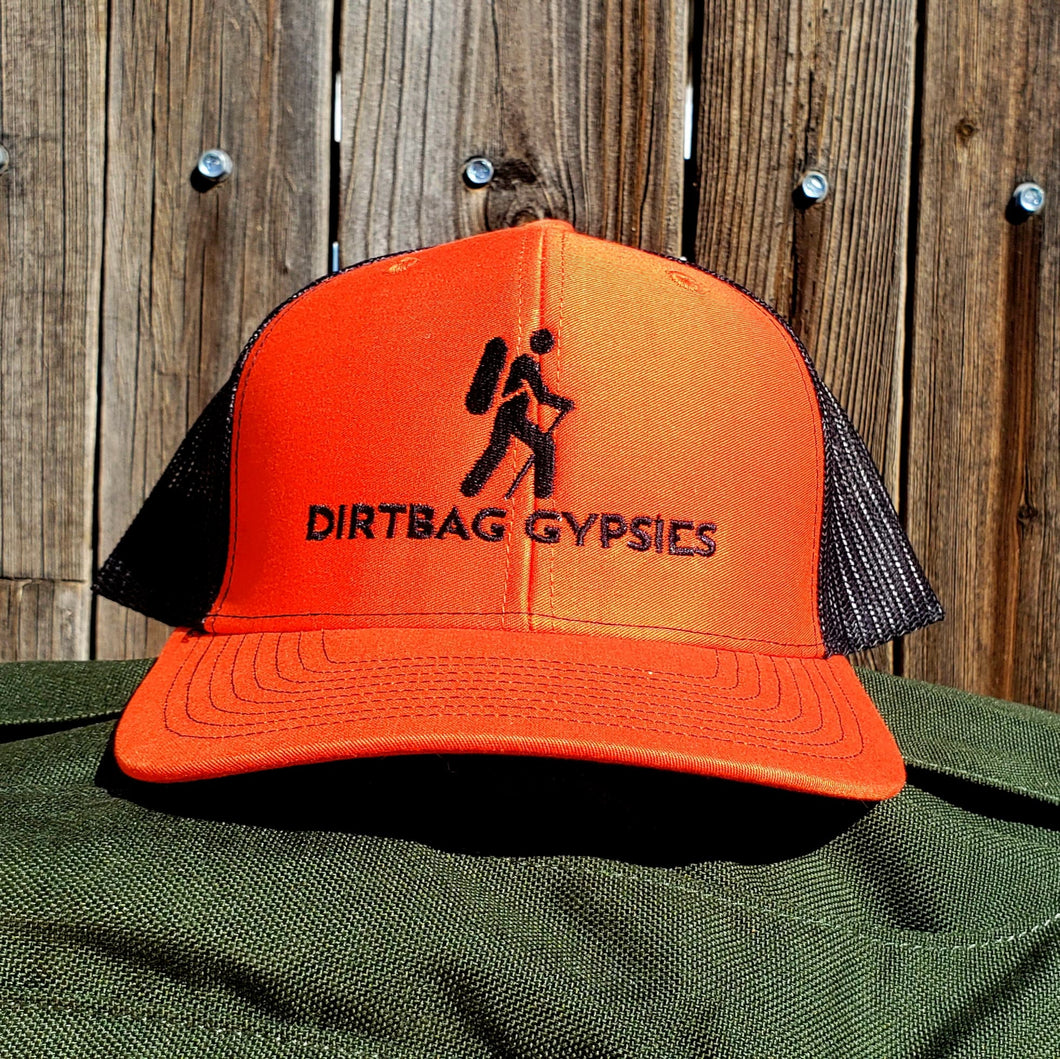 Orange/Black DirtBag Gypsies Snap Back Hat with Black logo