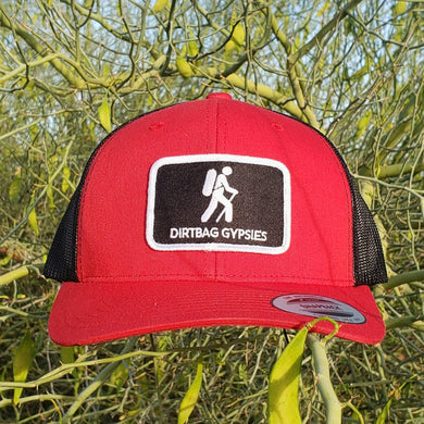 Red with Black Trucker Patched Snap Back Hat