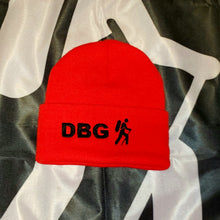 Load image into Gallery viewer, Red with Black DBG Logo 12&quot; Knit Beanie USA Made