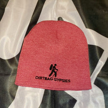 Load image into Gallery viewer, Heather Red  with Black Dirtbag Gypsies Logo 8&quot; Knit Beanie