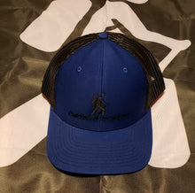 Load image into Gallery viewer, Blue/Black DirtBag Gypsies Snap Back Hat with Black Logo