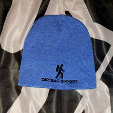 Load image into Gallery viewer, Heather Royal  with Black Dirtbag Gypsies Logo 8&quot; Knit Beanie
